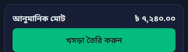 আনুমানিক মোট ৭,২৪০ টাকা আর খসড়া তৈরি করুন বাটন